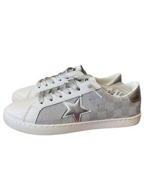Vintage Havana Bianca Silver Star Sneakers Size 9 Glitter Lace Up Casual Shoes